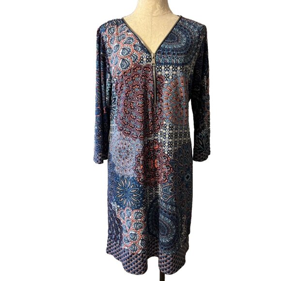 MSK Stretch Shift Dress XL Extra Large 3/4 Long Sleeve Stretch Washable - Picture 1 of 5